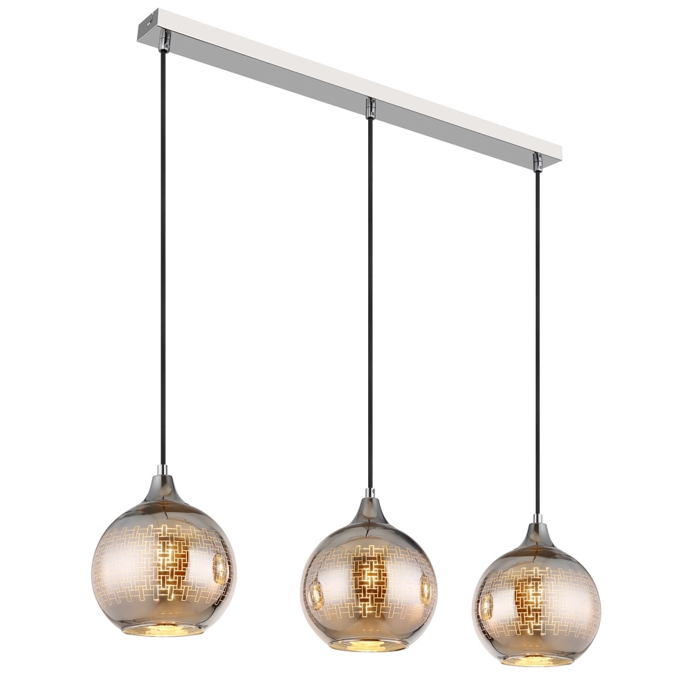 3-lichts hanglamp Lourdes wit