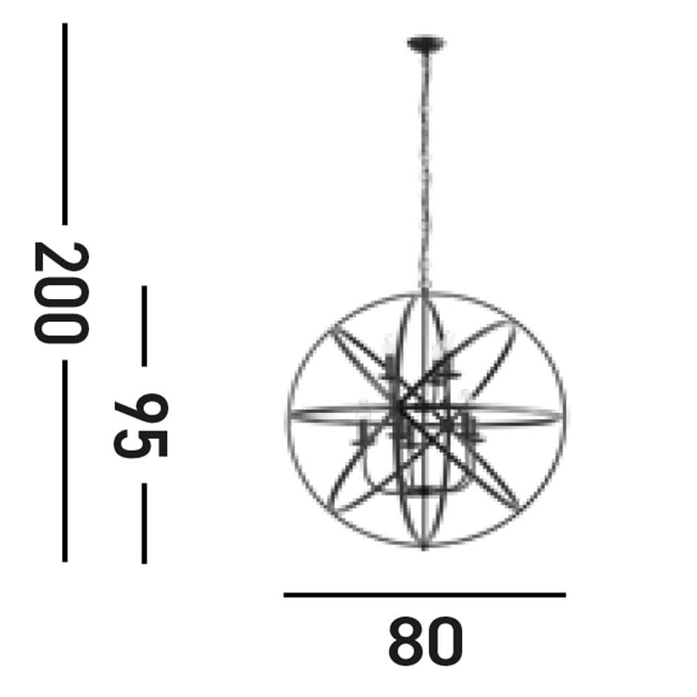 Antieke hanglamp Orbit 8-lichts zwart Searchlight 5053423271927