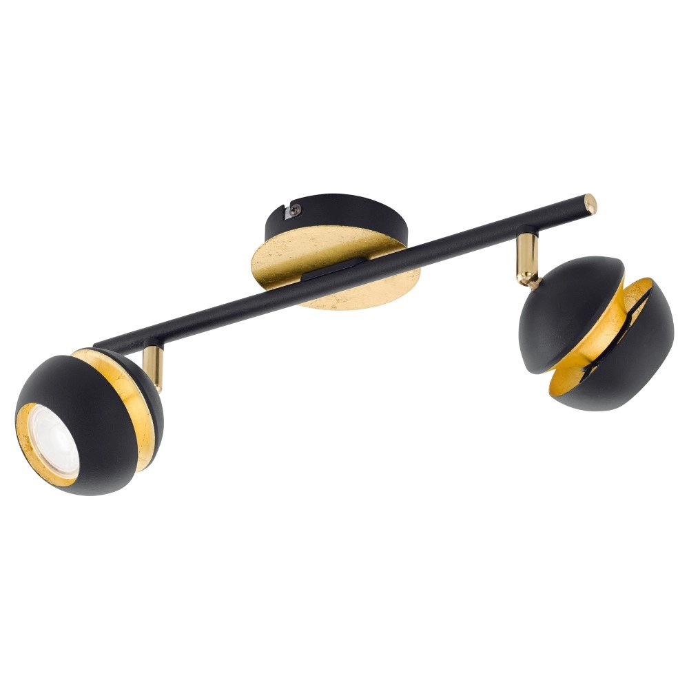 Led plafondspot Nocito 2-lichts zwart met goud