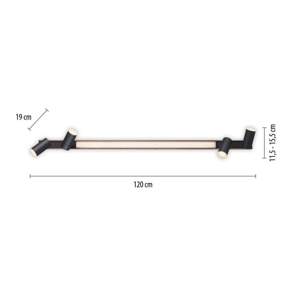 Strakke plafondlamp Pure Lines Spot hout Paul Neuhaus 4012248374566