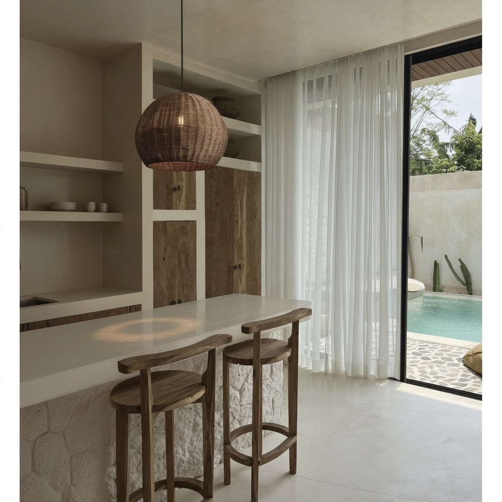 Hanglamp Rielo zwart met rotan