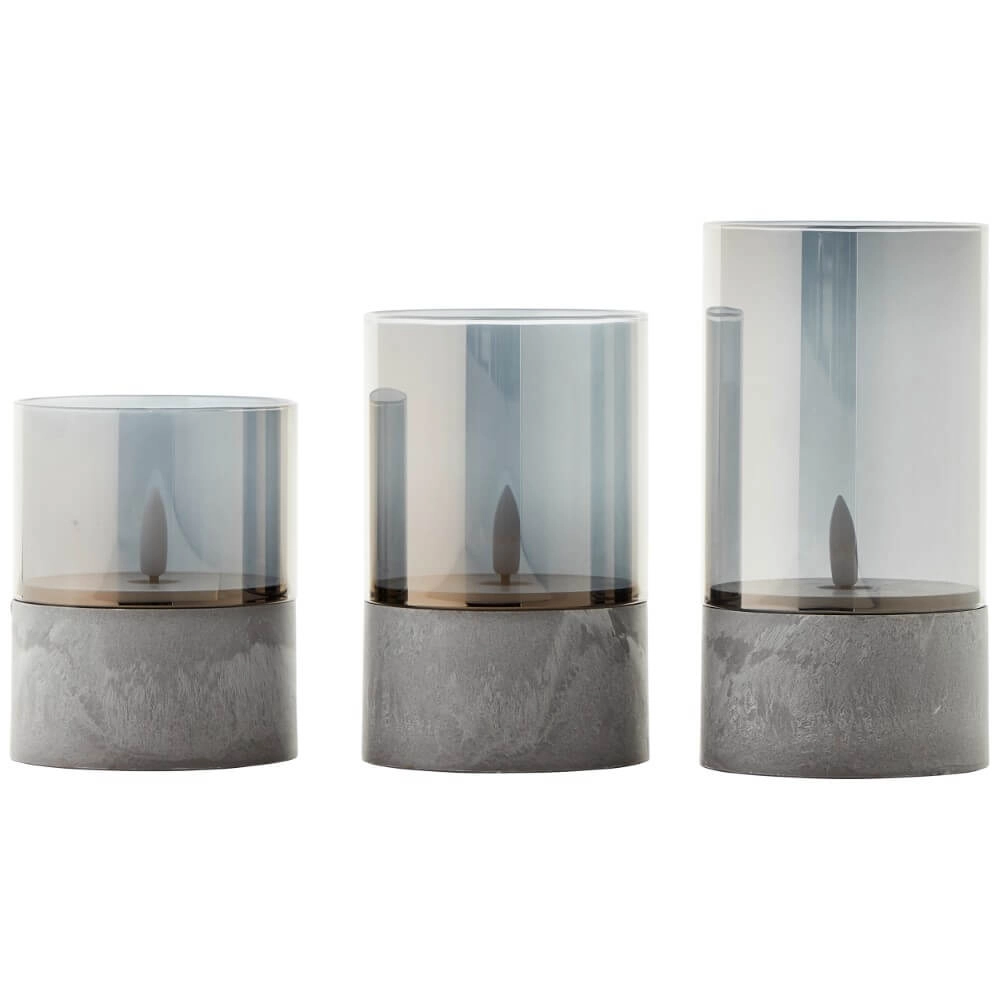 Set van 3 tafellampjes Bougie smoke glas Brilliant 4004353428326