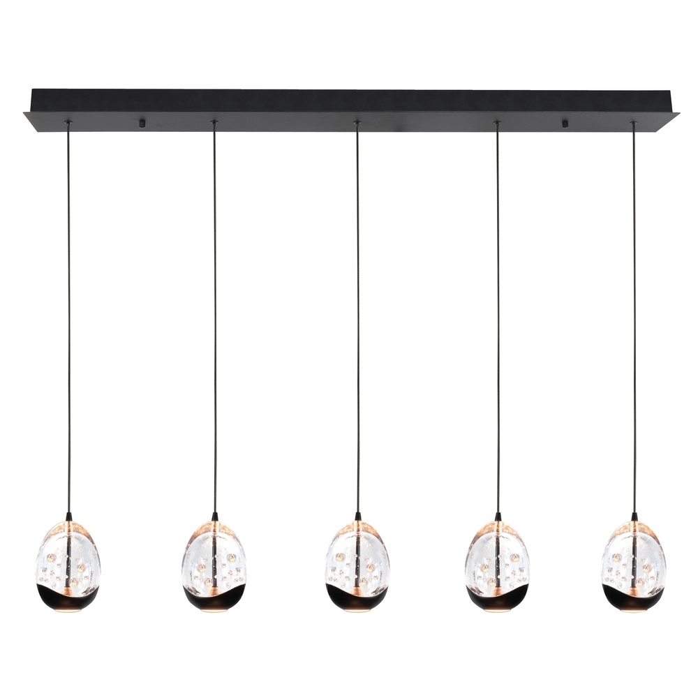 Hanglamp Clear Egg zwart 5-lichts recht