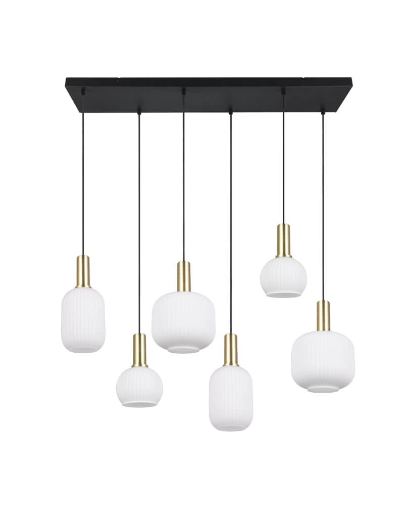 Eetkamer hanglamp Diva 6-lichts - wit glas Trio 4017807614510