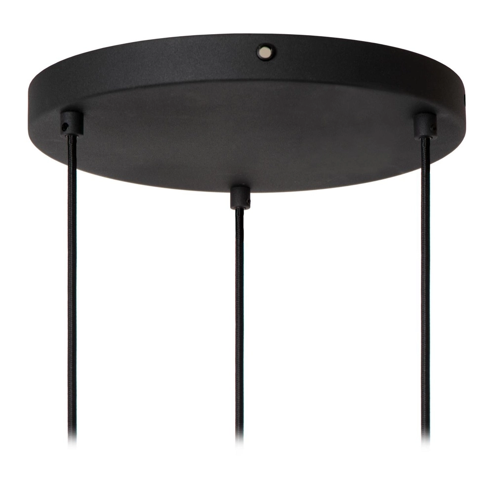 Strakke hanglamp Rafal 3-lichts rond zwart met grijs Lucide 5411212452788