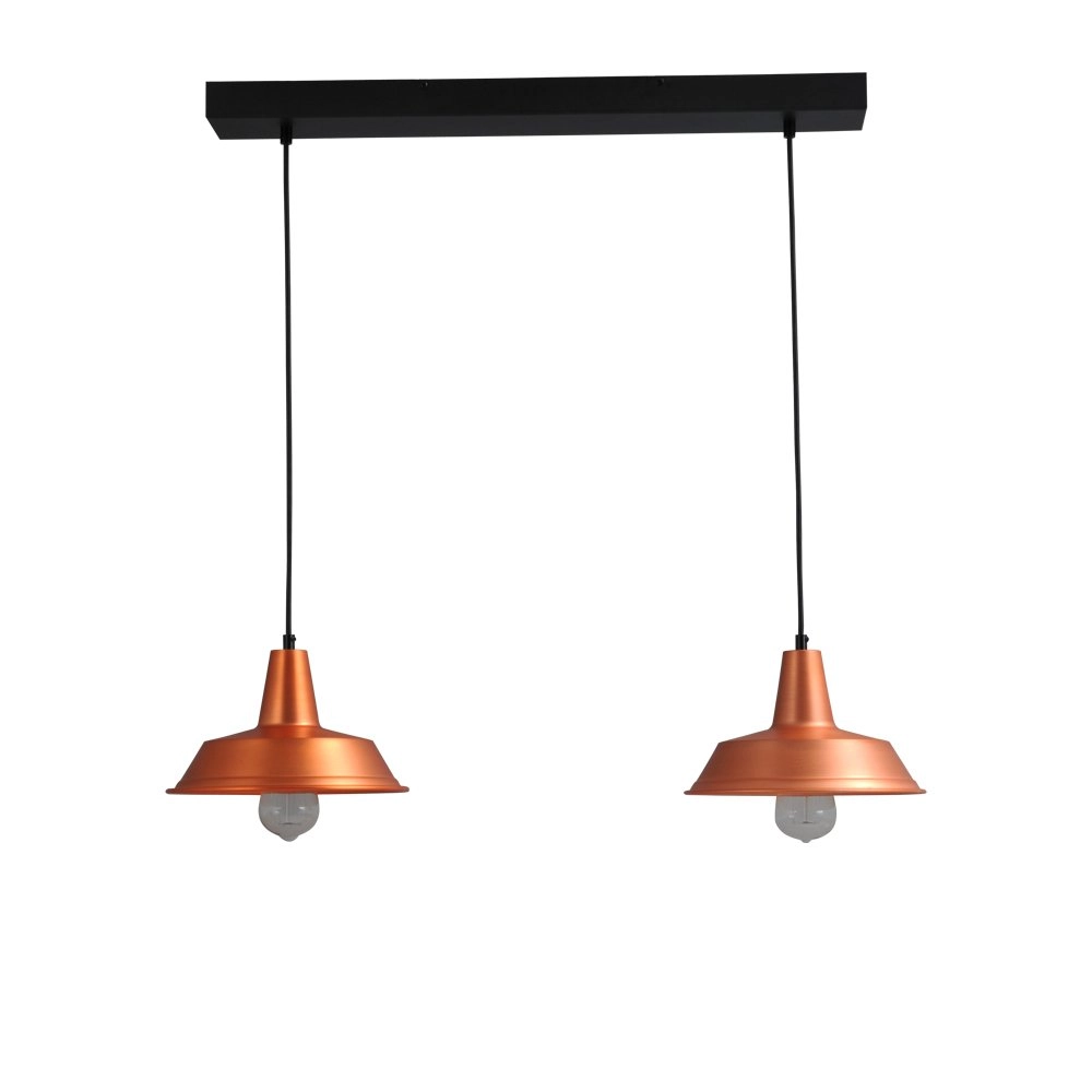 Roodkoperen eettafellamp retro Industria 2x25