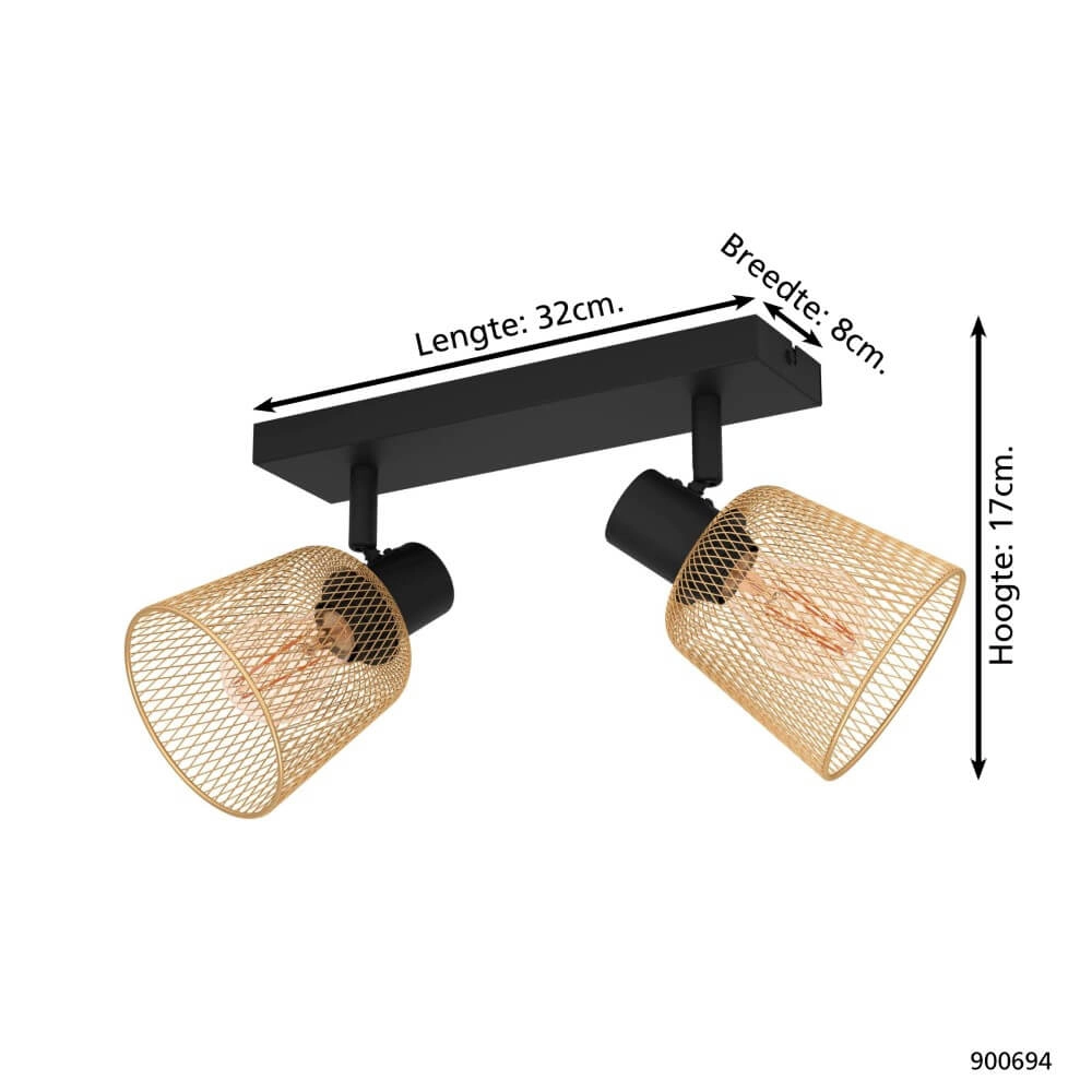 Plafondlamp Coslada 2-lichts - goud met zwart Eglo 9008606262069