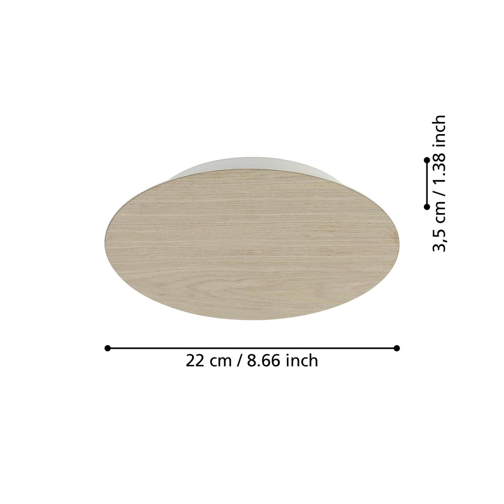 Houtlook led wandlamp Alamilo Ø 22cm Eglo 9008606327867