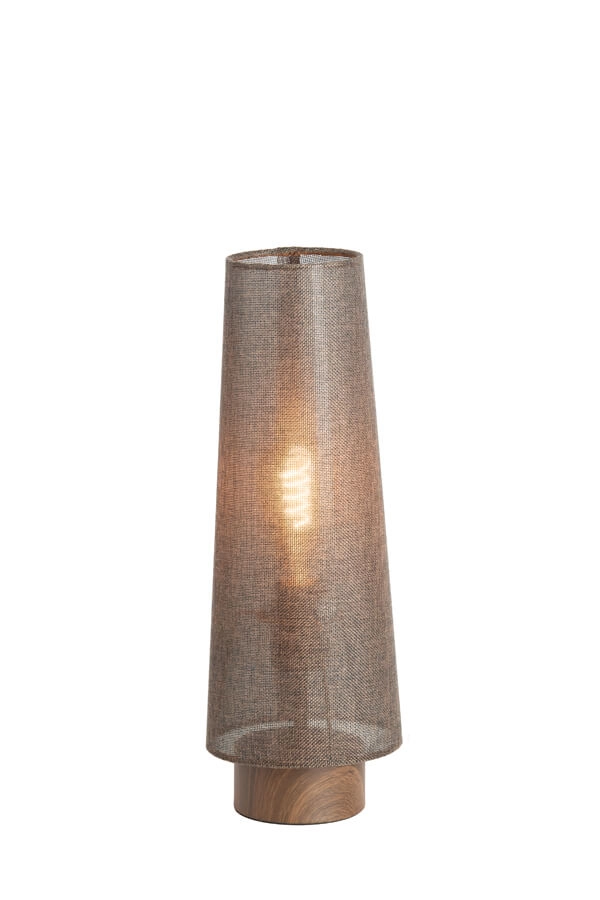 Bruine tafellamp Howie hout Ø 15cm