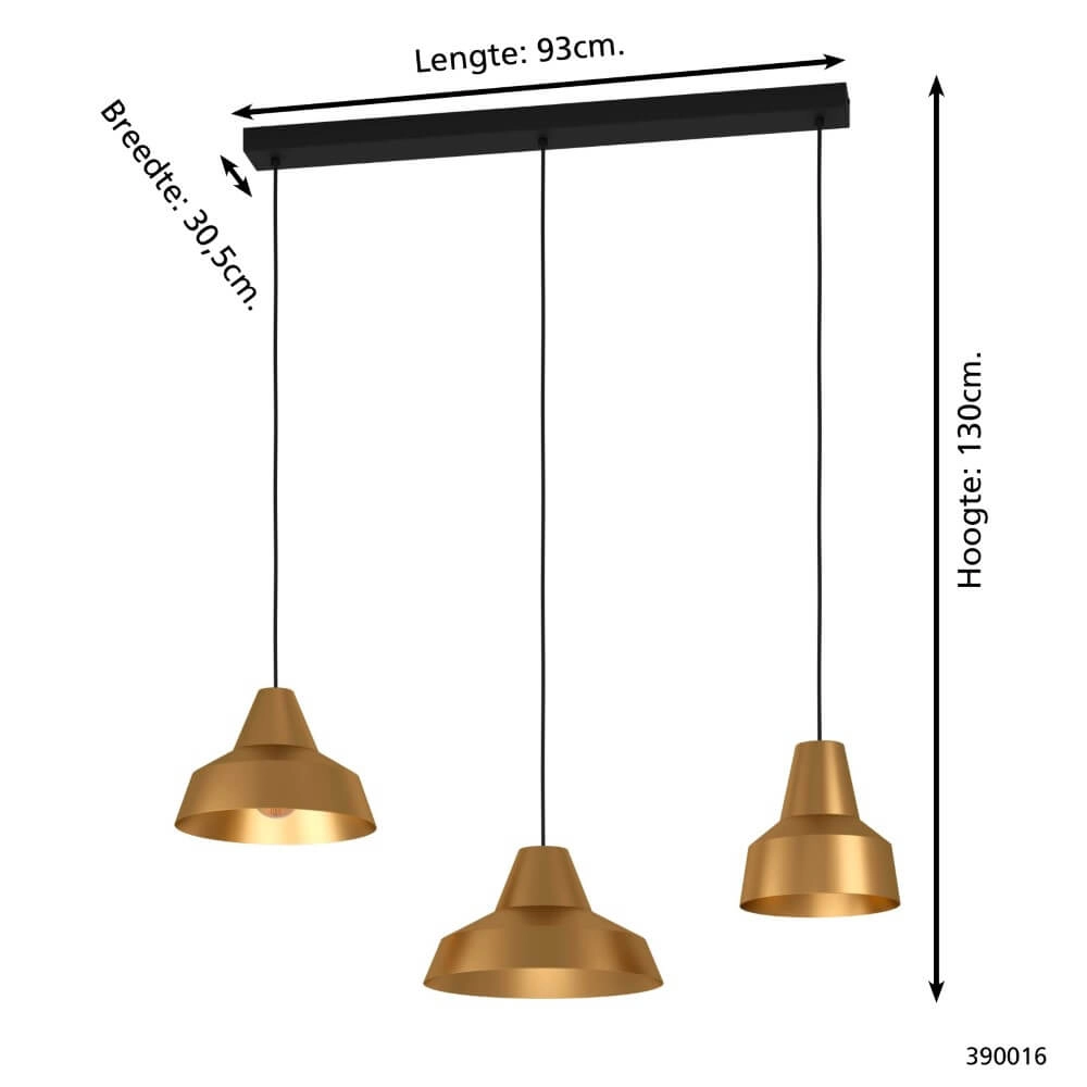 Gouden hanglamp Savarna met 3 kappen Stars of Light 9008606220878