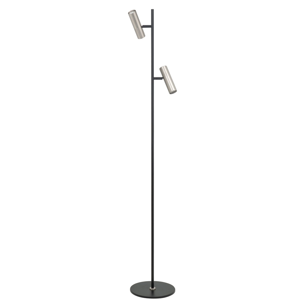 Vloerlamp Trend 2-lichts zwart met nikkel