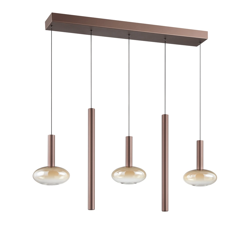 Hanglamp Veridian koffie bruin met amber glas Brilliant 4004353477942