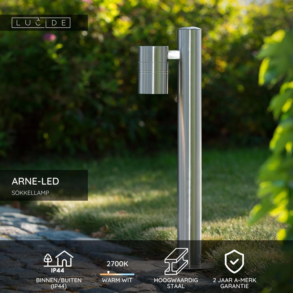 Tuinlamp Arne-Led chroom Lucide 5411212143914