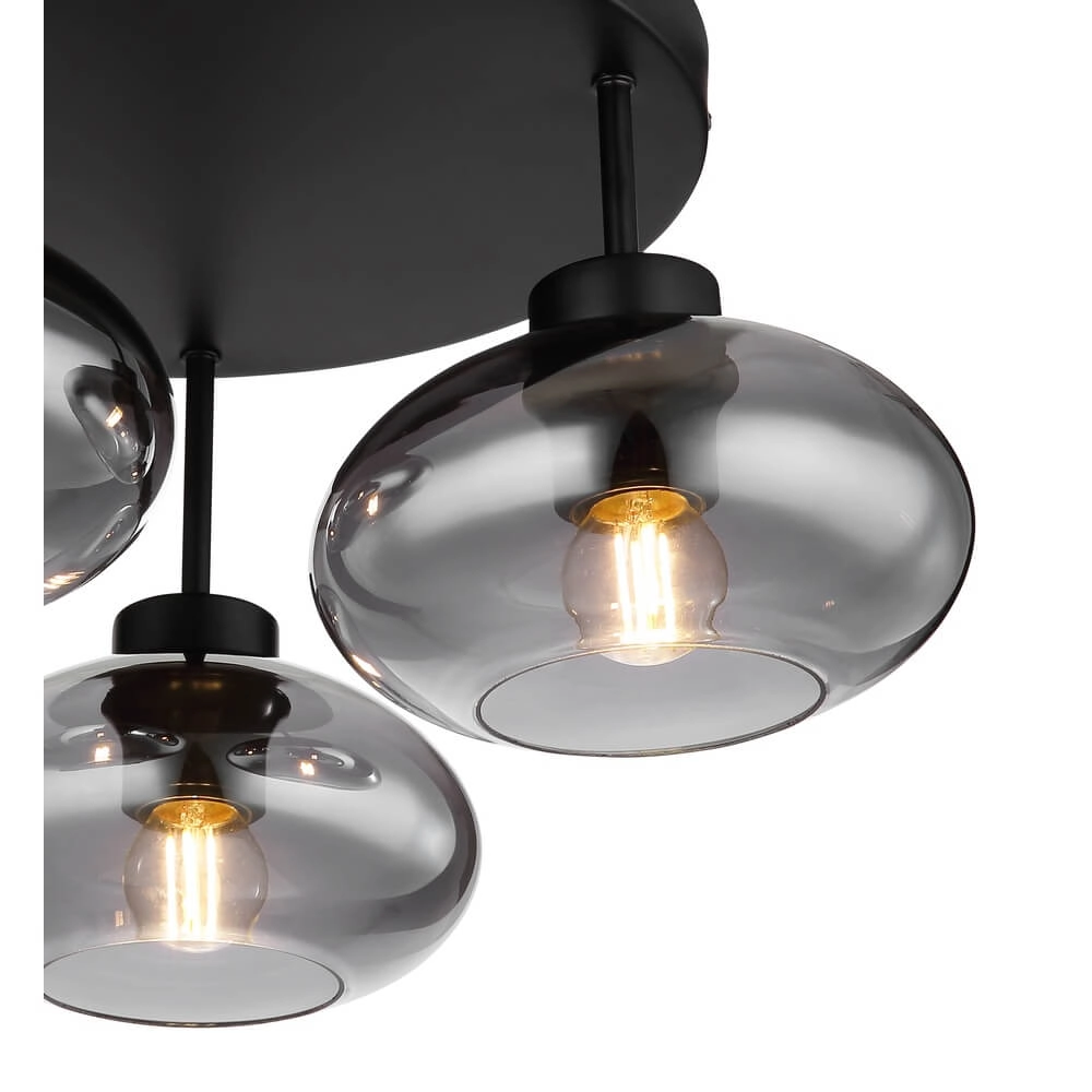 Zwarte plafondlamp Shaun 3-lichts Ø 40cm Globo 9007371439935