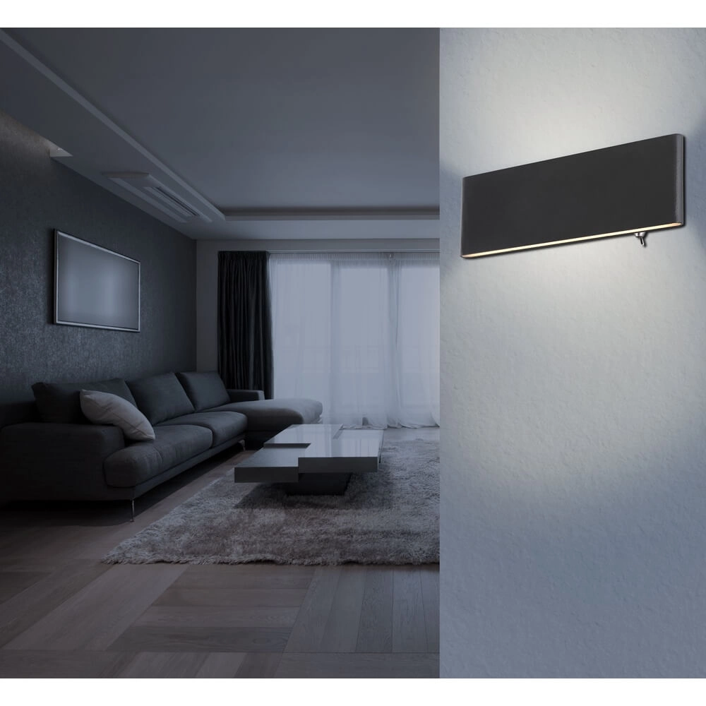Design wandlamp Siegfried S zwart met schakelaar Globo 9007371402366