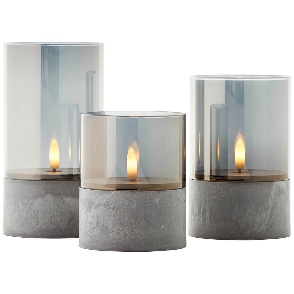 Set van 3 tafellampjes Bougie smoke glas Brilliant 4004353428326