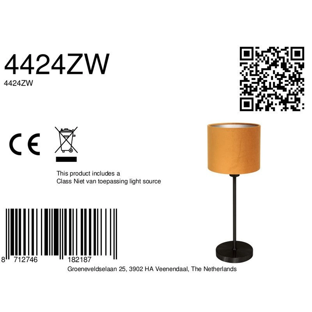 Zwarte tafellamp Noor met gouden kap Steinhauer 8712746182187