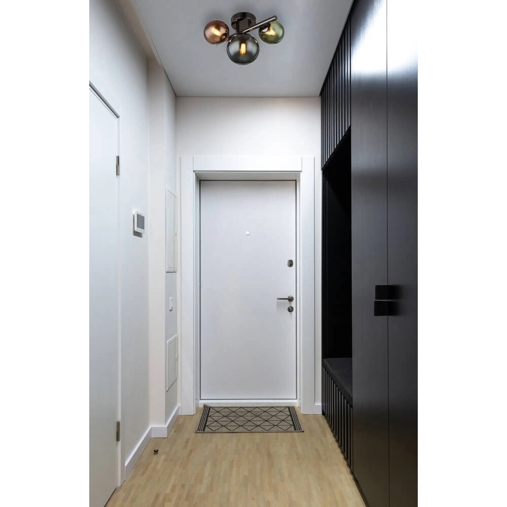 Zwarte wandlamp Riha gekleurd glas 3-lichts Globo 9007371453108