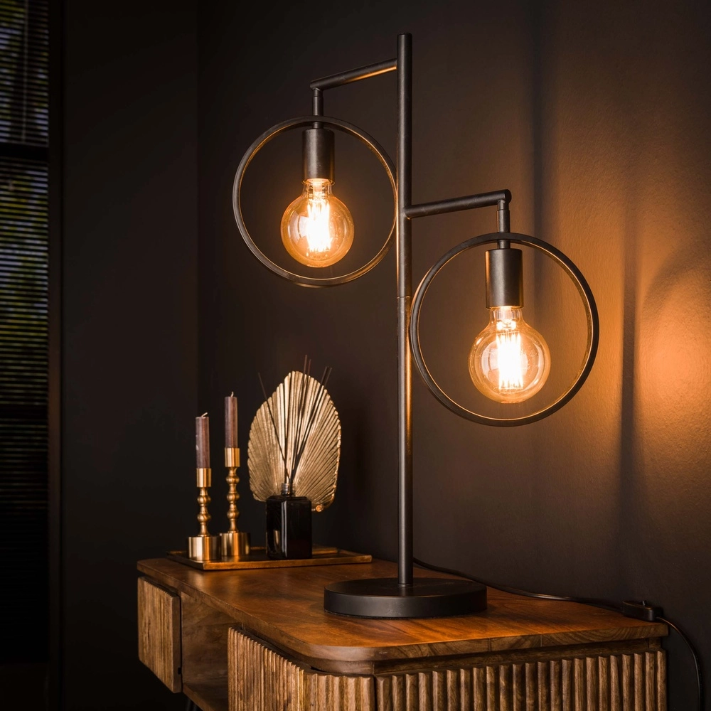 2-ringen tafellamp Ring zwart - E27 Lyora 8716803511736