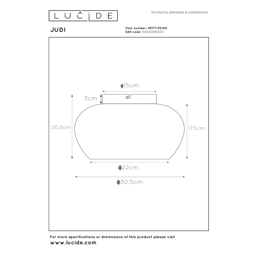 Plafondlamp Judi zwart met smoke glas Lucide 5411212451002