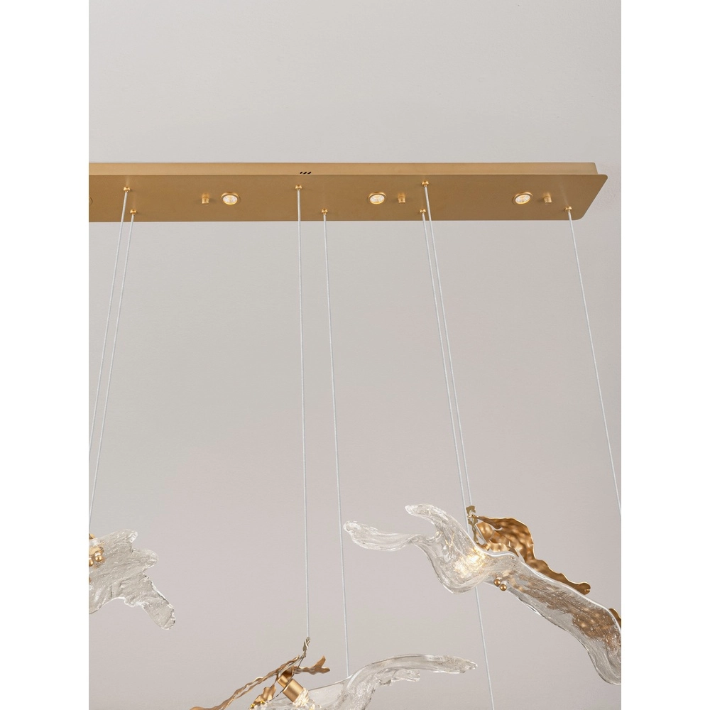 Gouden hanglamp Avesa met helder glas 128cm Lyora 5212063500426