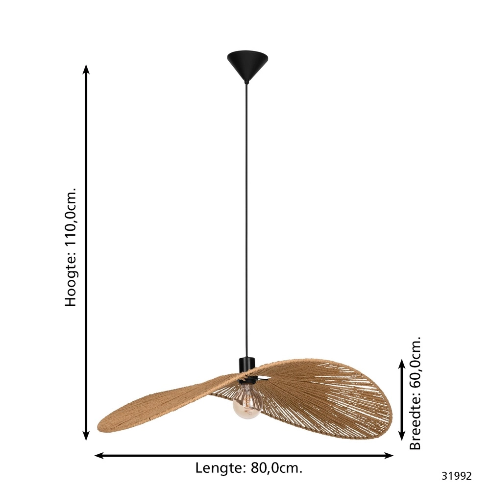 Rotan hanglamp Siruela 80cm - 1x E27 Eglo 9002759319922