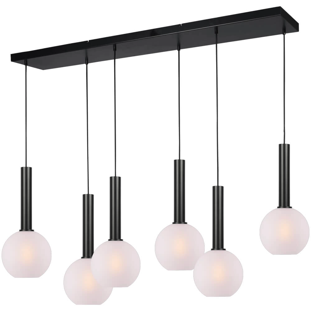 6-lichts hanglamp Bella 2 met wit glas 6-lichts hanglamp Bella 2 met wit glas