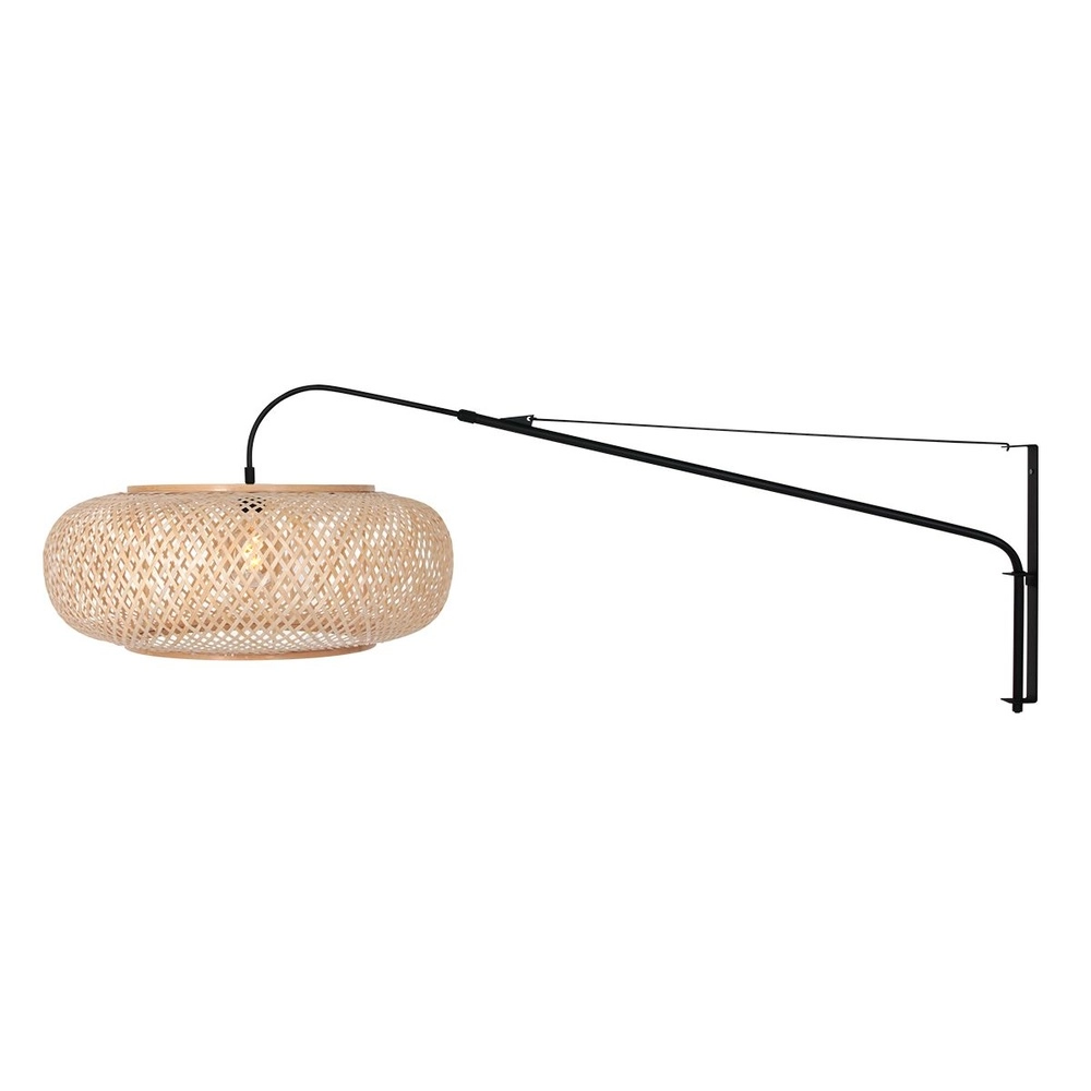 Muurlamp Elegant Classy zwart met rotan kap Steinhauer 8712746182439