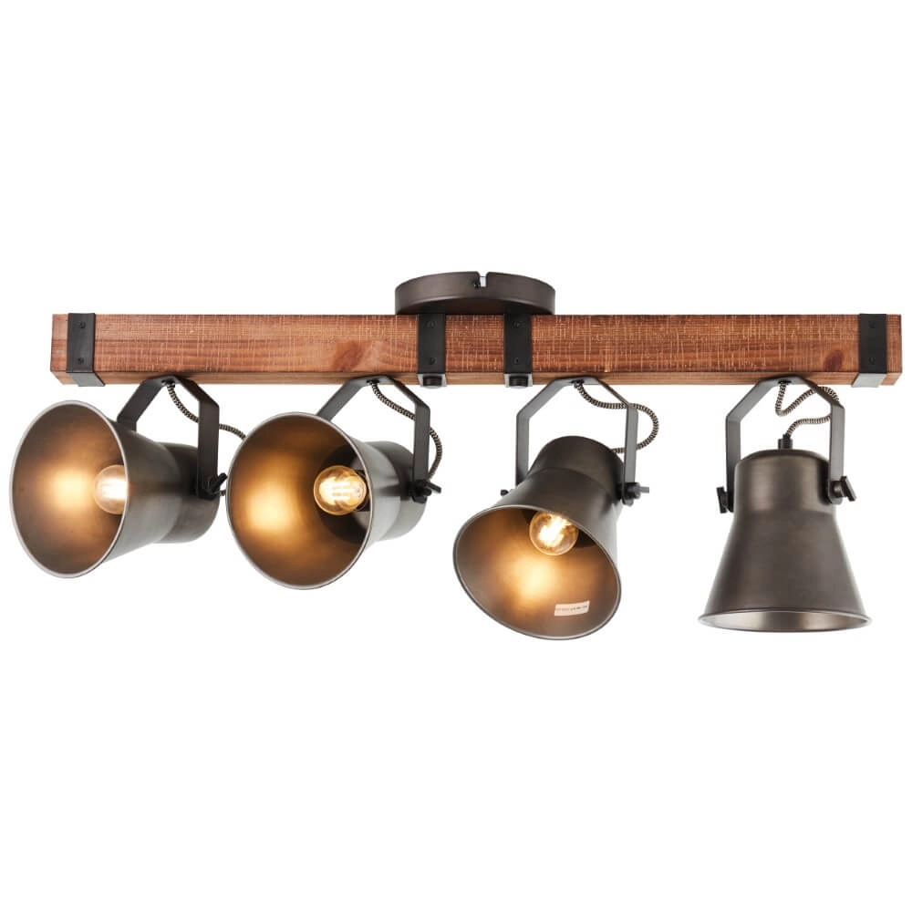 4-lichts plafondlamp Decca zwart met bruin Brilliant 4004353361456