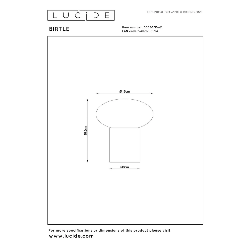 Scandinavische tafellamp Birtle licht hout met wit Lucide 5411212051714