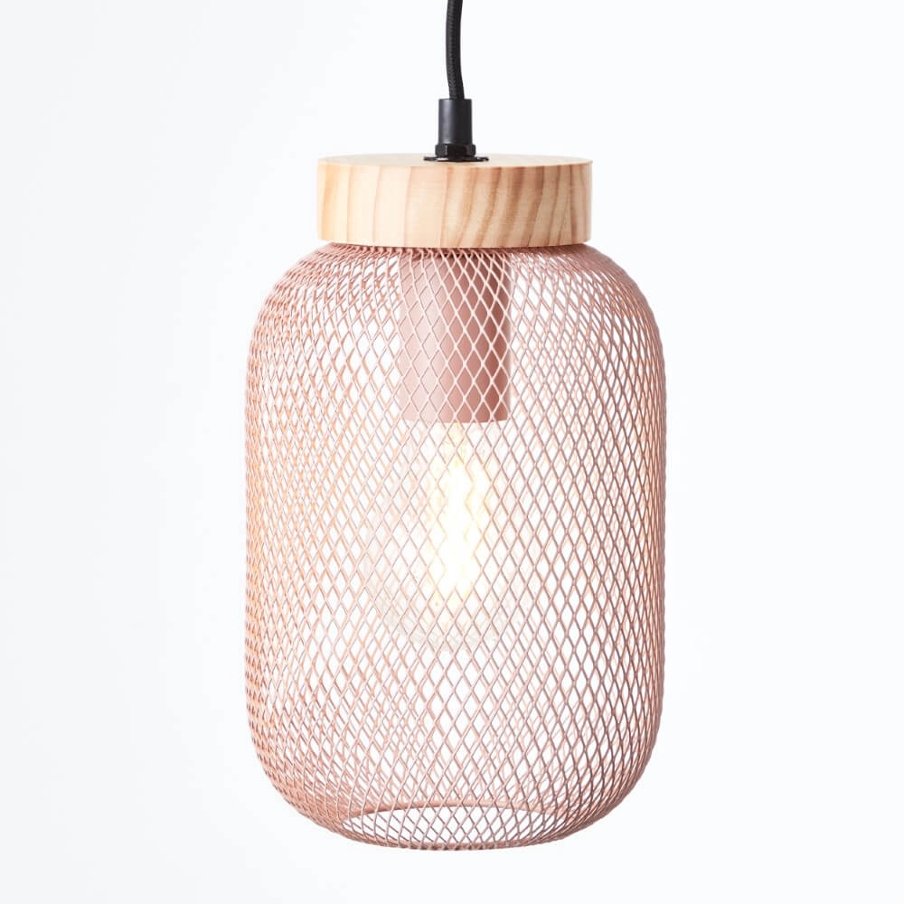 Roze hanglamp Giada met hout Brilliant 4004353354229