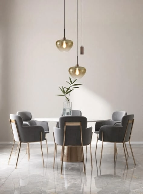 3-lichts hanglamp Genua bruin met 2x goud glas Ø 29cm en 1 pendel Masterlight 8718121357133