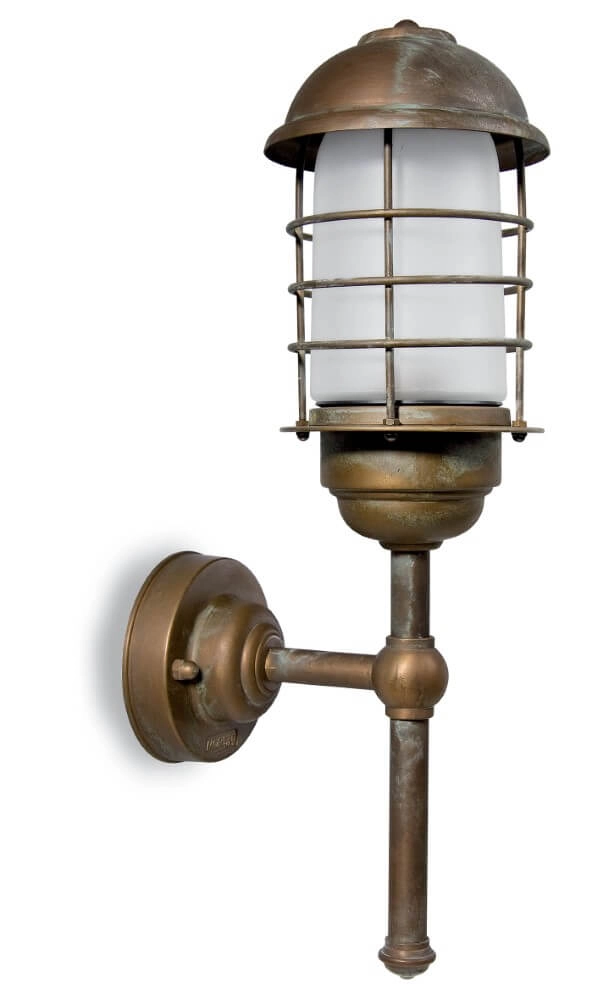 Messing buitenlamp Torcia M - wit glas