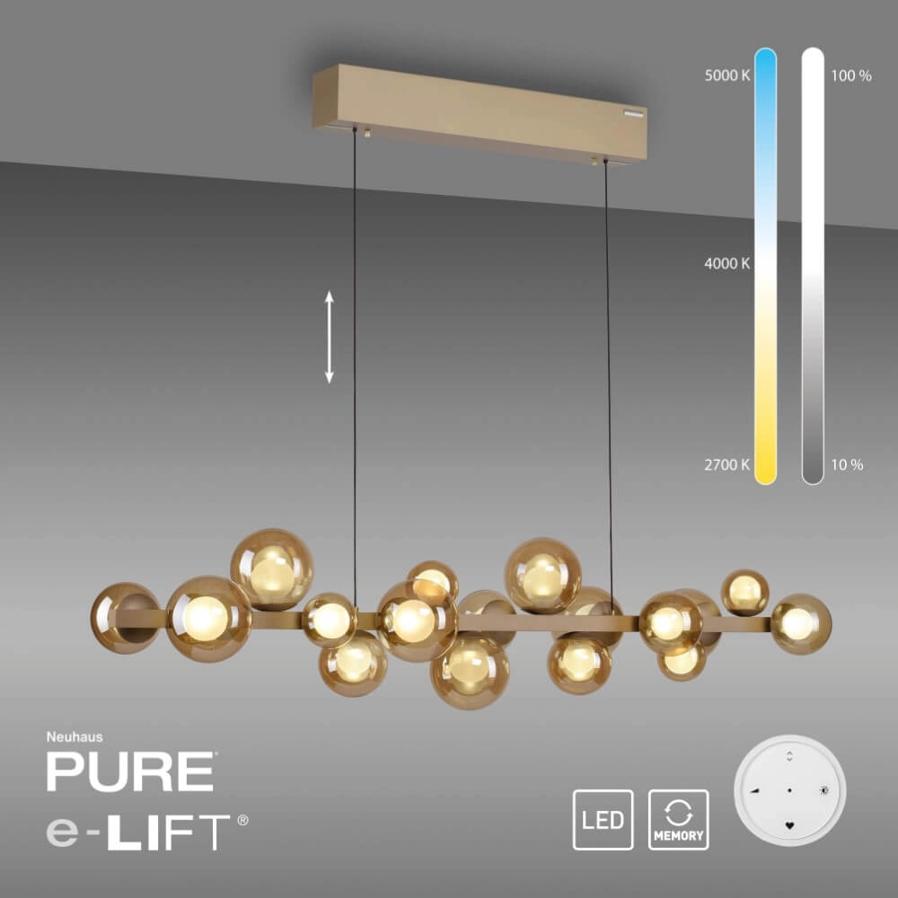 Unieke hanglamp Pure E-Popup 18-lichts brons Paul Neuhaus 4012248384428