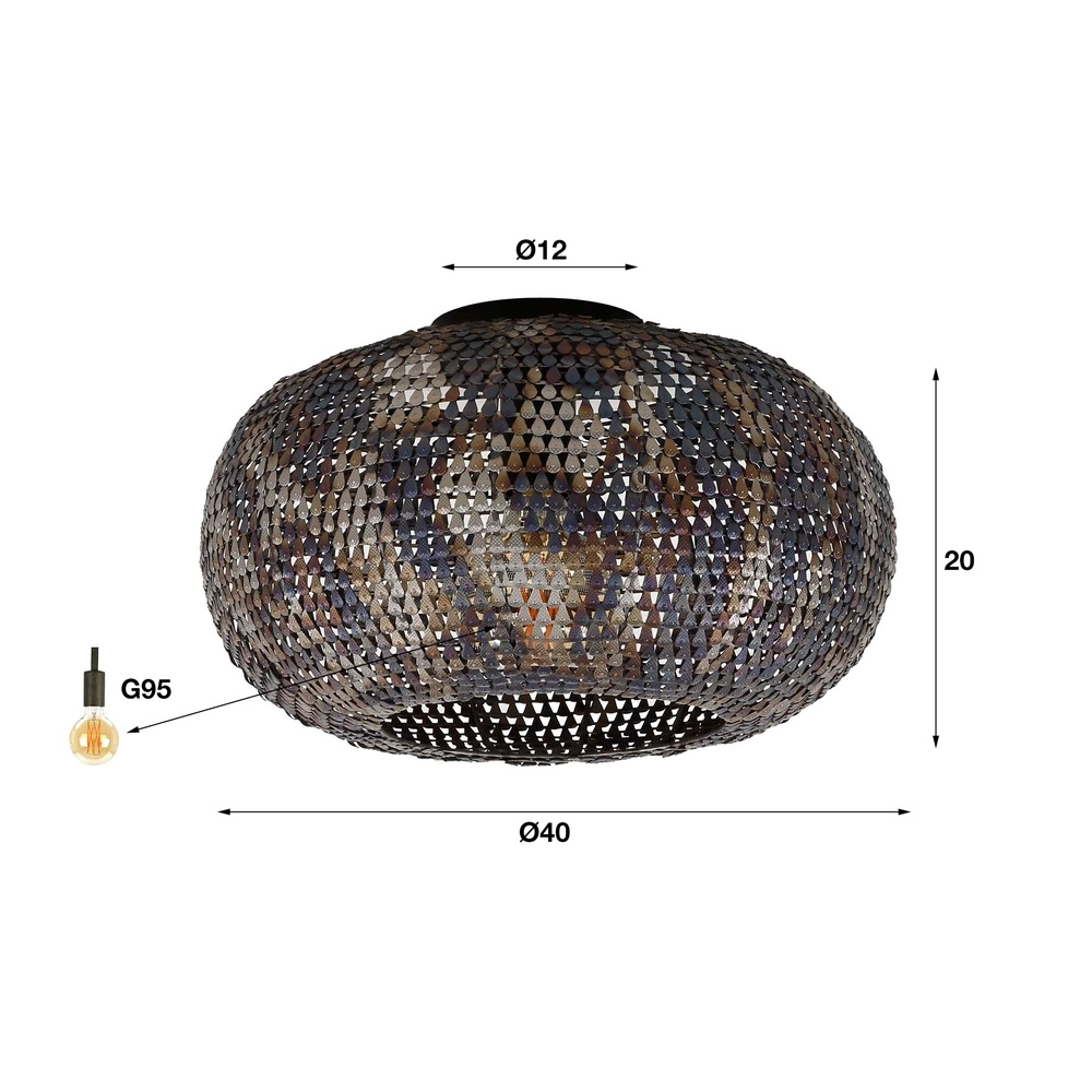 Schubbenlook plafondlamp Armor Ø 40cm Lyora 8716803512863