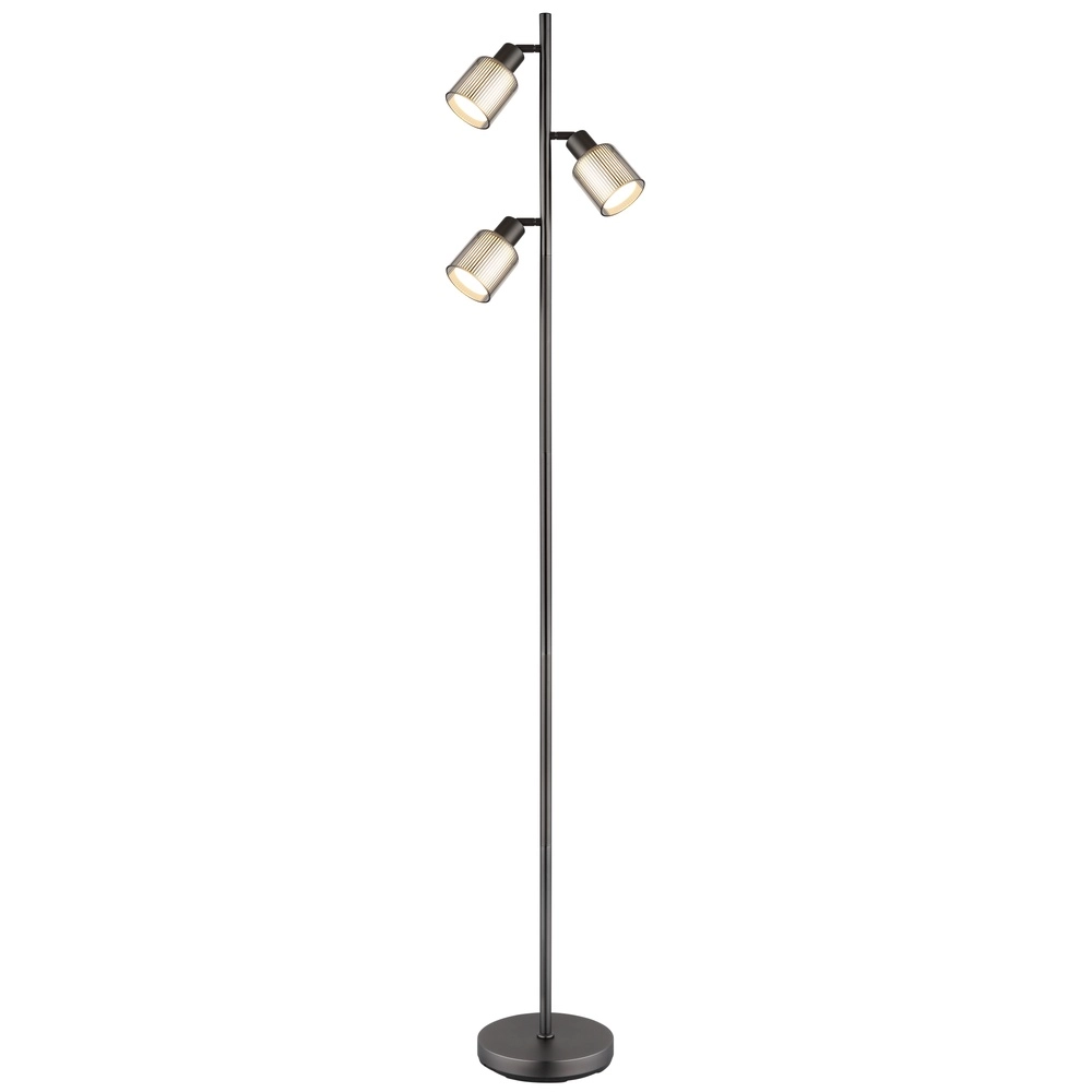 Design vloerlamp Villegas 3-lichts gunmetal
