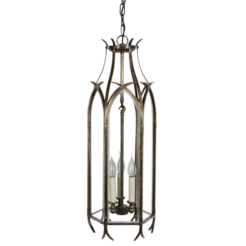 Antieke hanglamp Gothic 3-lichts - antiek koper (ANT) Antieke hanglamp Gothic 3-lichts - antiek koper (ANT)