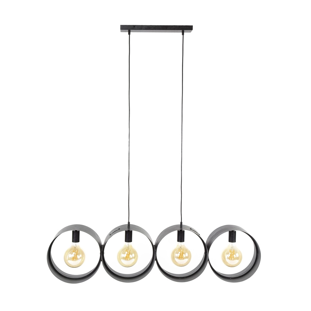 Landelijke hanglamp Ring charcoal - 4x E27 Lyora 8716803510982