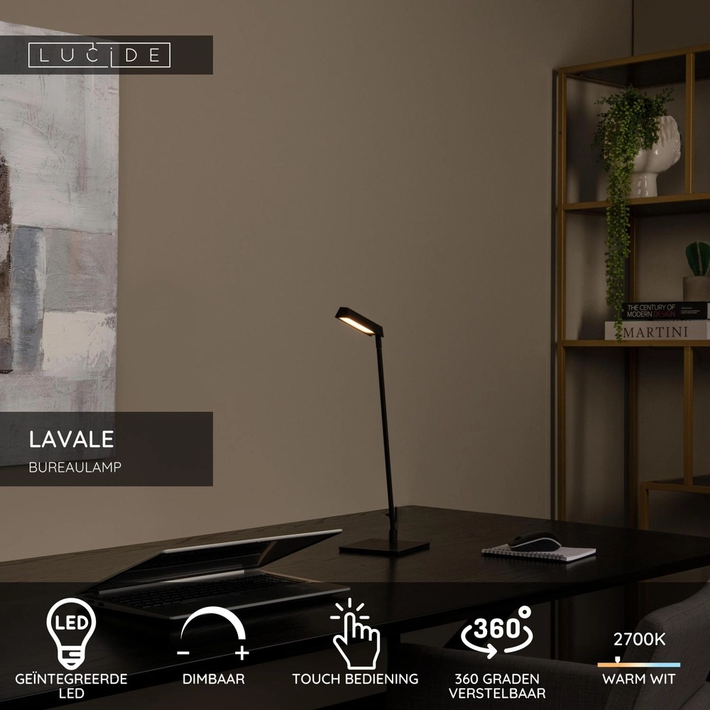 Design bureaulamp Lavale zwart Lucide 5411212441614