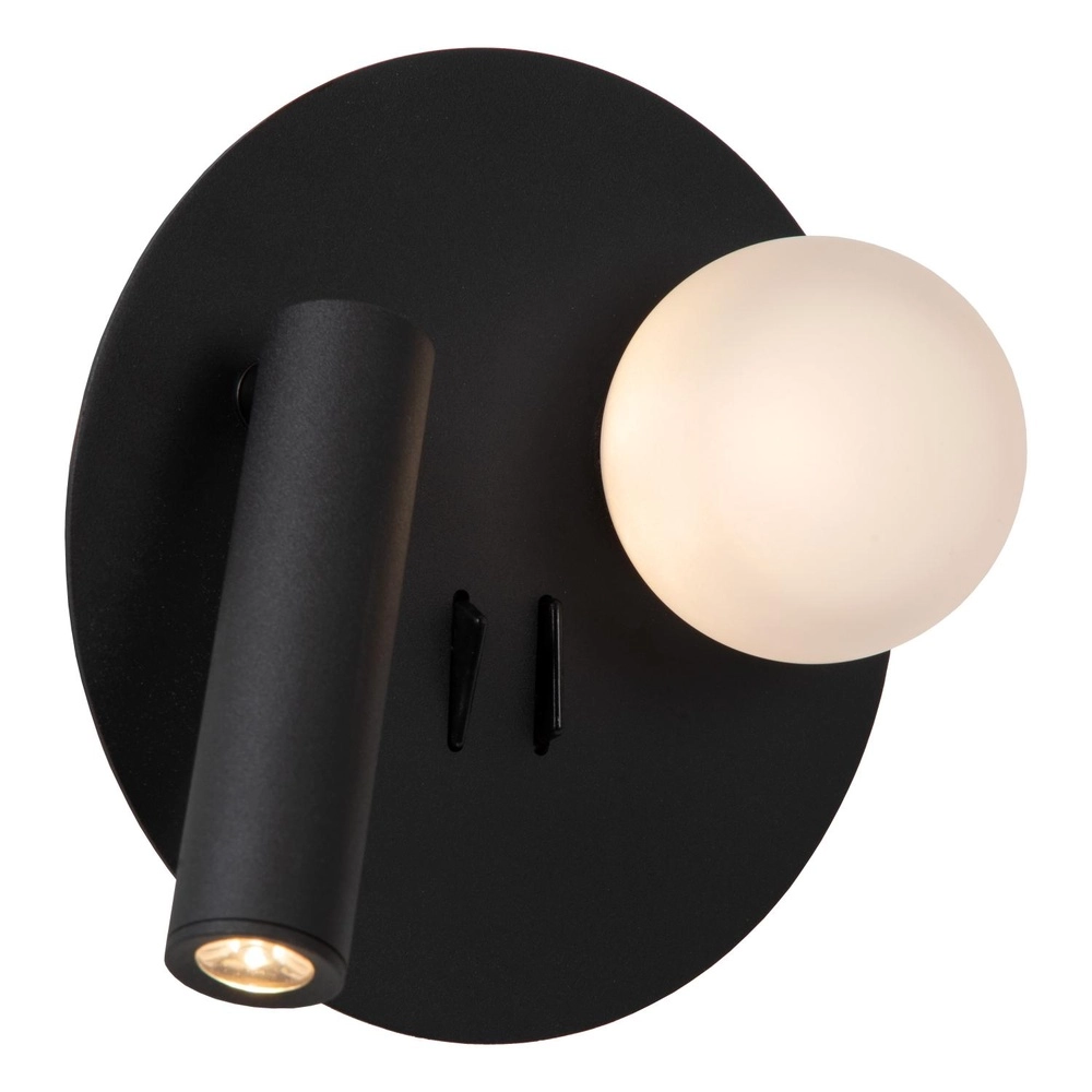Design bedlampje Matiz zwart met USB oplaadpunt Lucide 5411212771322