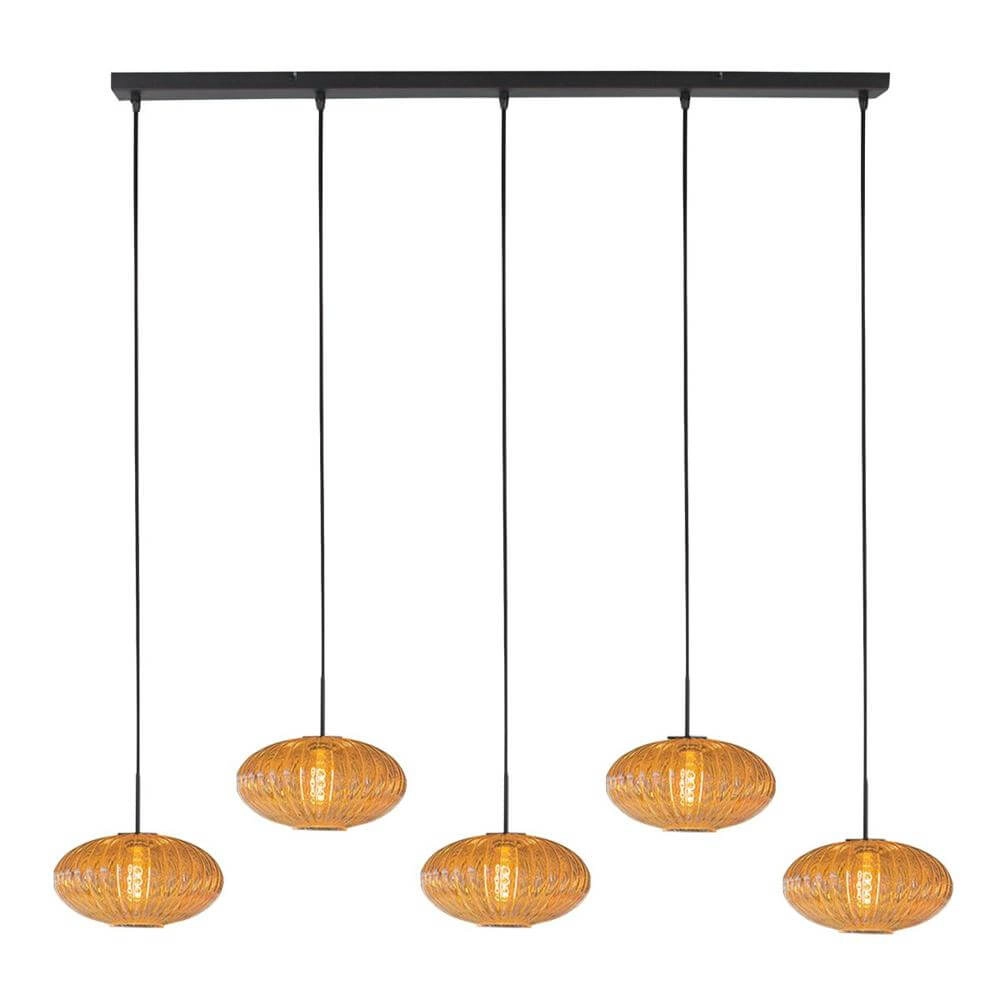 Hanglamp HaloSwap zwart met bol amber glas