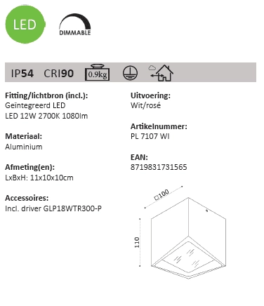 Led opbouwspot Kiel Artdelight 8719831731565