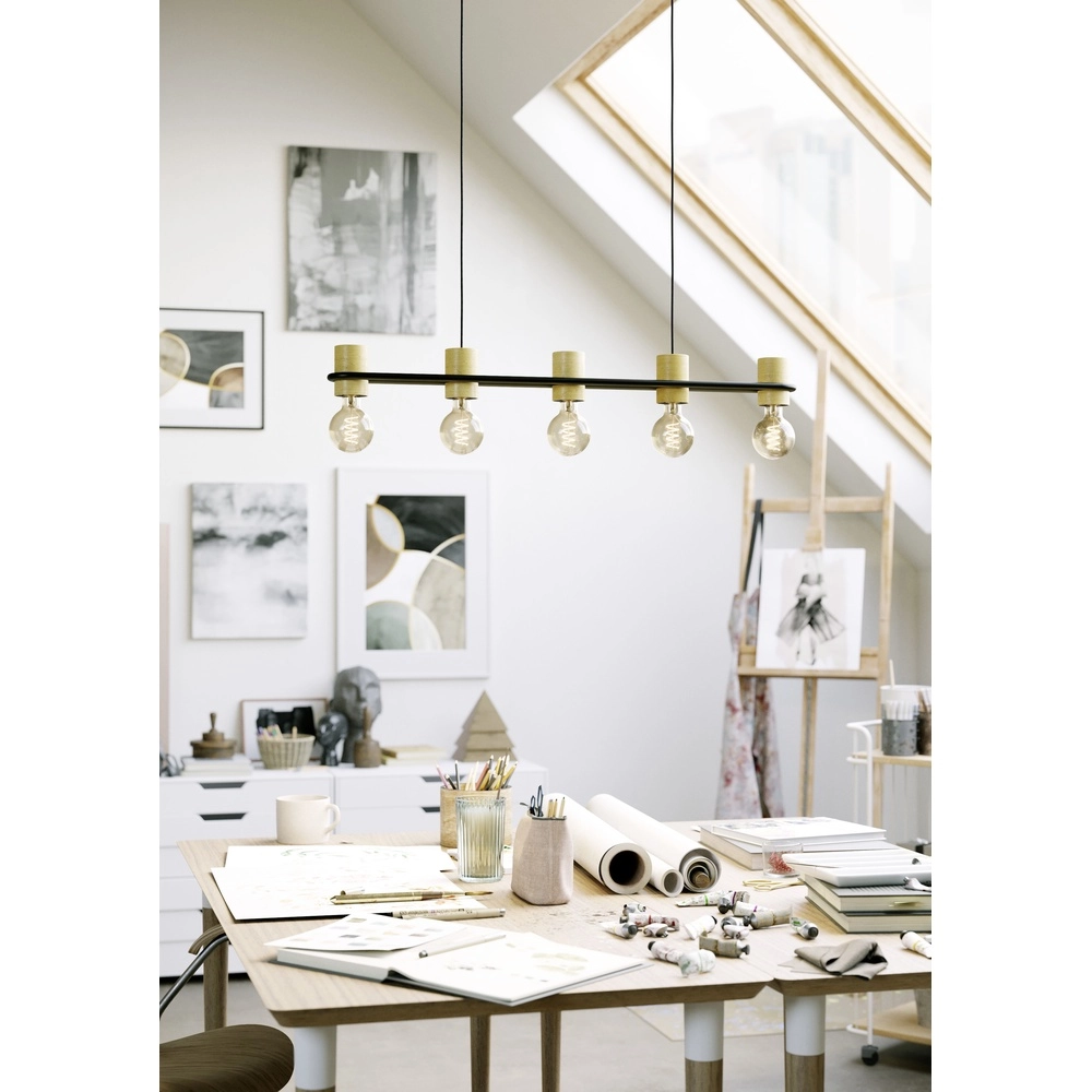 Hanglamp Chieveley met houtlook - 5x E27 Eglo 9002759435417