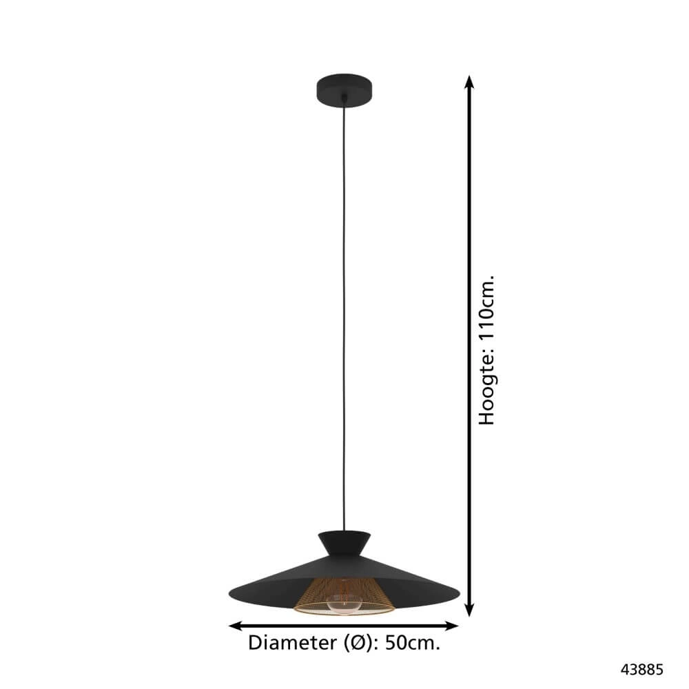 Zwarte hanglamp Grizedale Ø 50cm Eglo 9002759438852