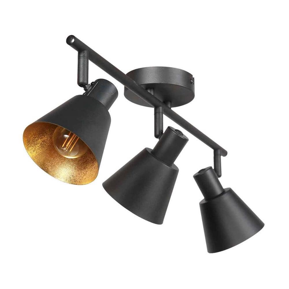 Plafondlamp Oeroe zwart met goud 3-lichts Steinhauer 8712746176346