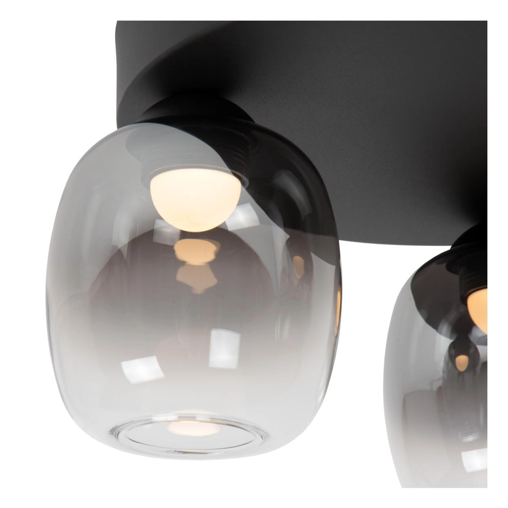 3-lichts plafondlamp Tamino zwart Lucide 5411212741233