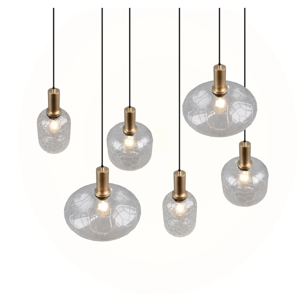 6-lichts hanglamp Emelie goud met smoke glas Trio 4017807702576