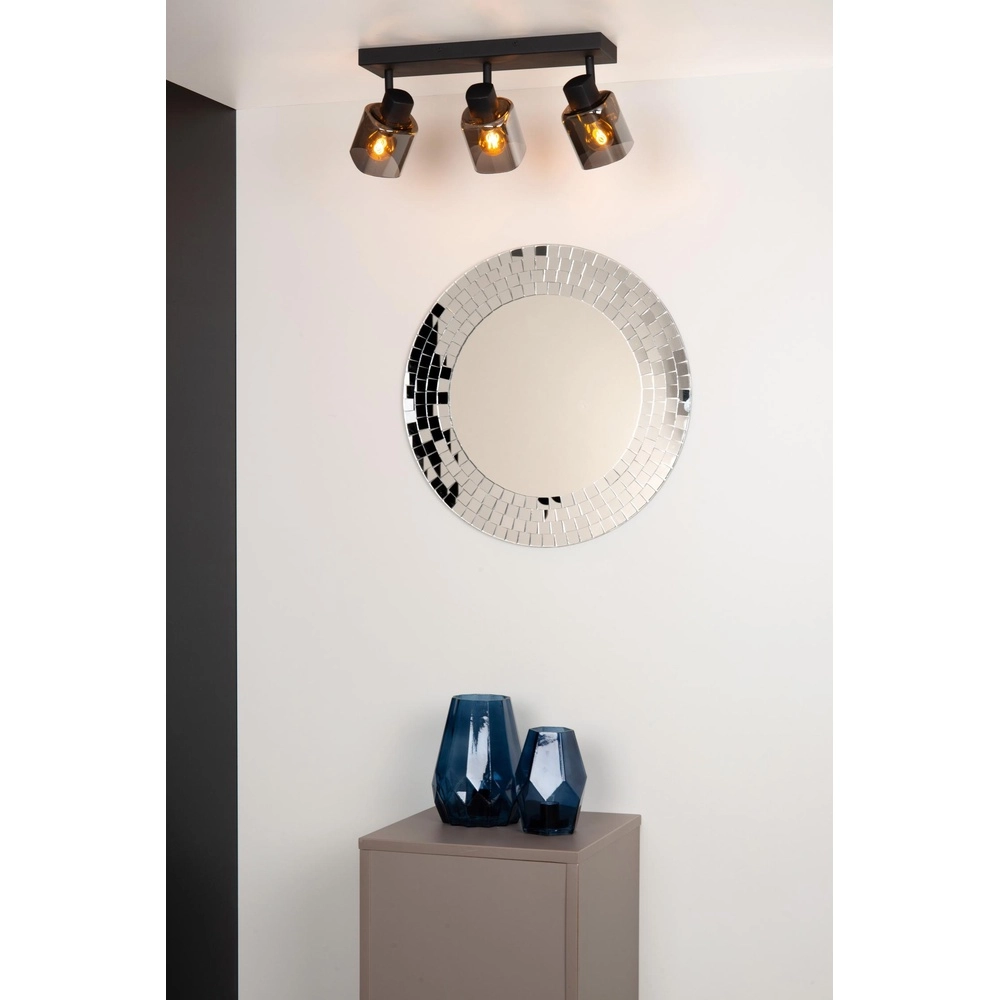 Plafondlamp Alion 3-lichts zwart met smoke glas Lucide 5411212177001