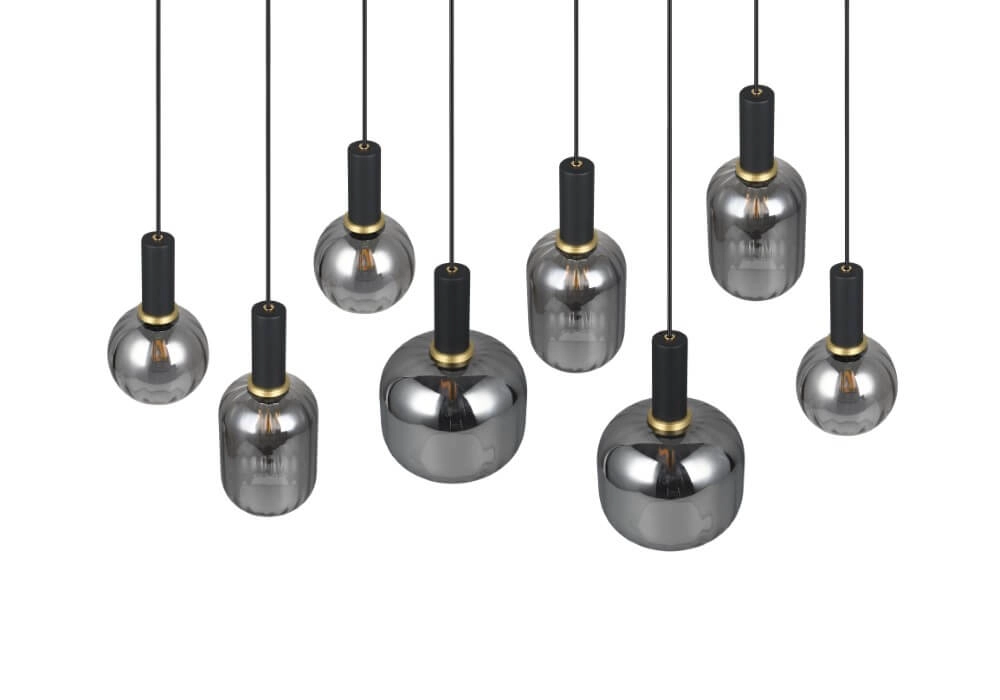 Eetkamer hanglamp Diva 8-lichts - smoke glas Trio 4017807614589