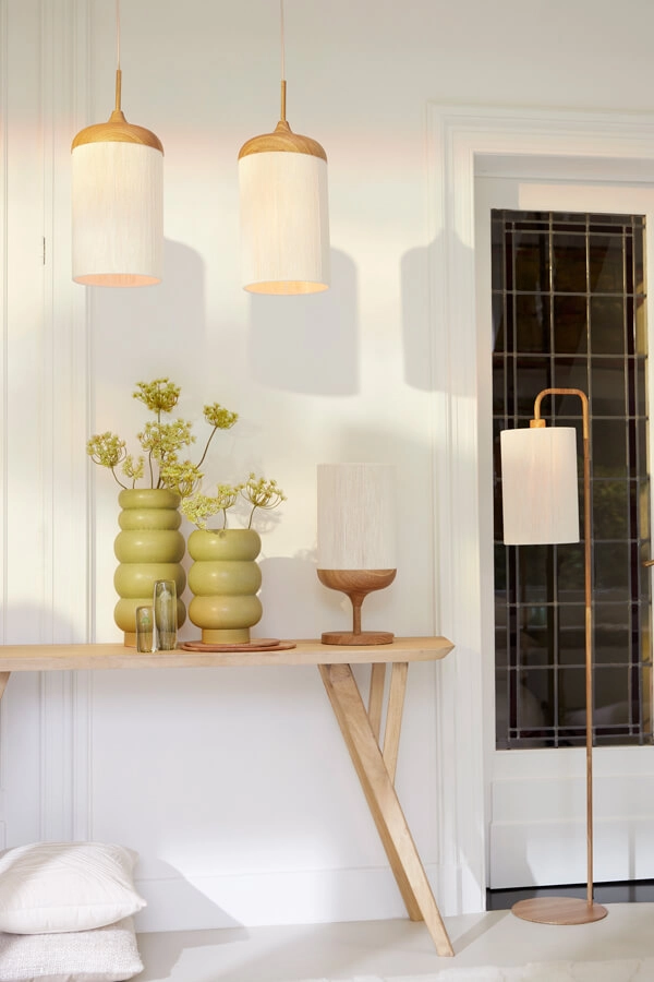 Tafellamp Dania lichte hout print Light & Living 8717807710095